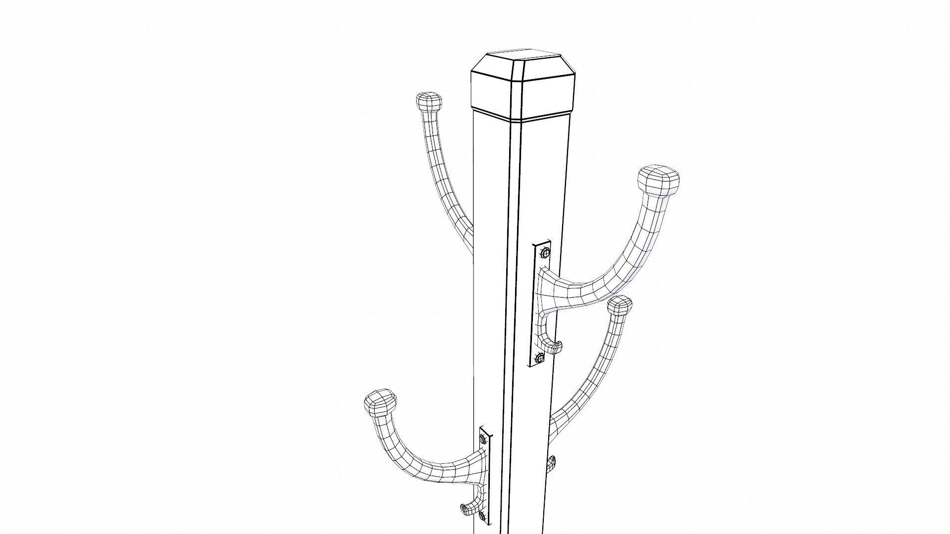 Old Retro Vintage Coat Rack Low-poly PBR Low-poly 3D model_12