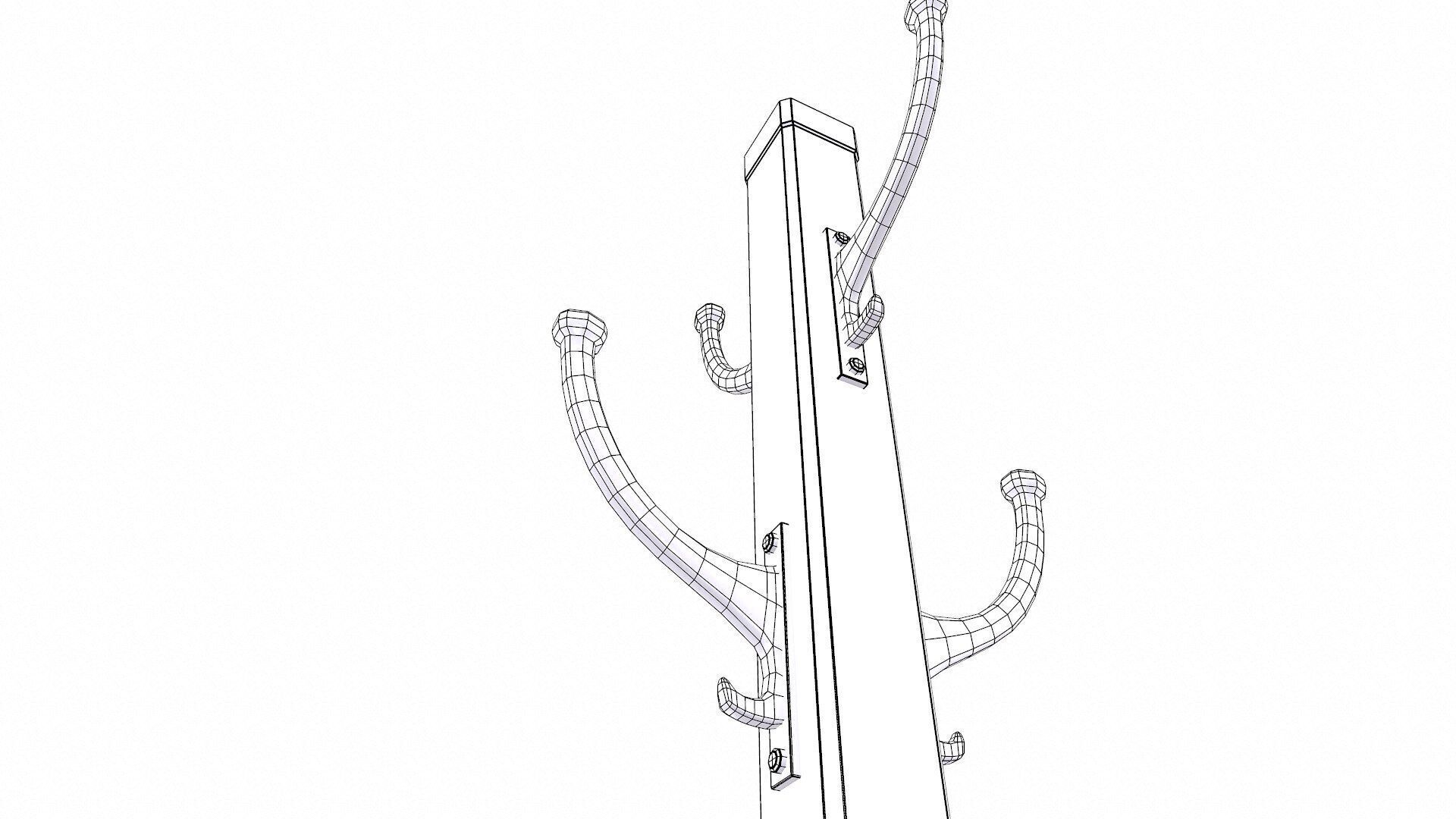 Old Retro Vintage Coat Rack Low-poly PBR Low-poly 3D model_14