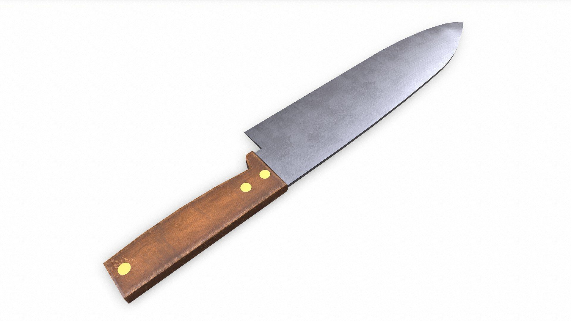 Old Retro Kitchen Knife Low-poly PBR Low-poly 3D model_5