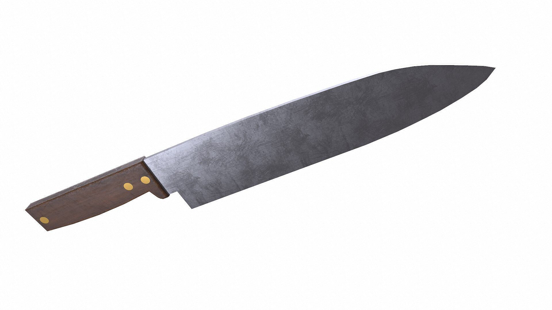 Old Retro Kitchen Knife Low-poly PBR Low-poly 3D model_8