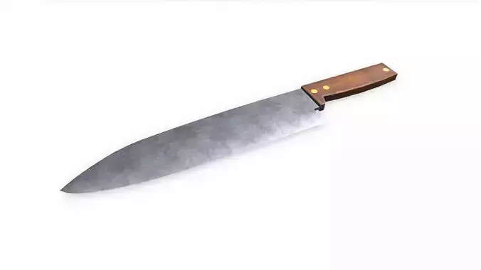 Old Retro Kitchen Knife Low-poly PBR