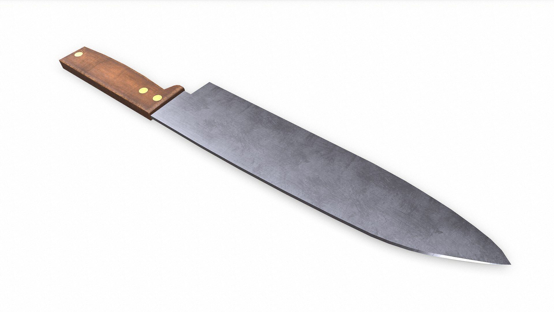 Old Retro Kitchen Knife Low-poly PBR Low-poly 3D model_7