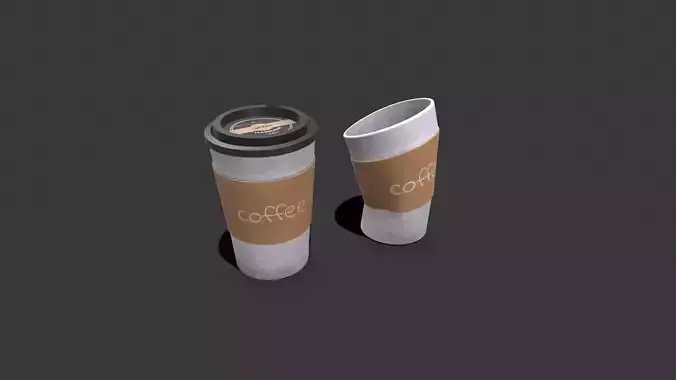 Old Paper Coffee Cup Low-poly PBR Low-poly 3D model