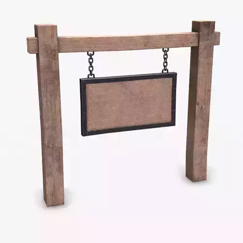 Old Medieval Sign Board Low-poly PBR Free low-poly 3D model