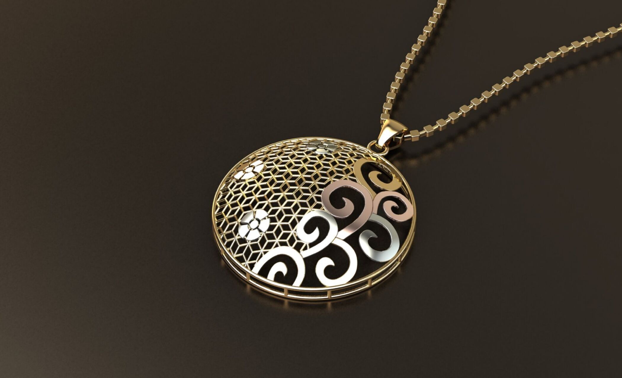 42 intricate jali-style pendant designs 3D print model_7