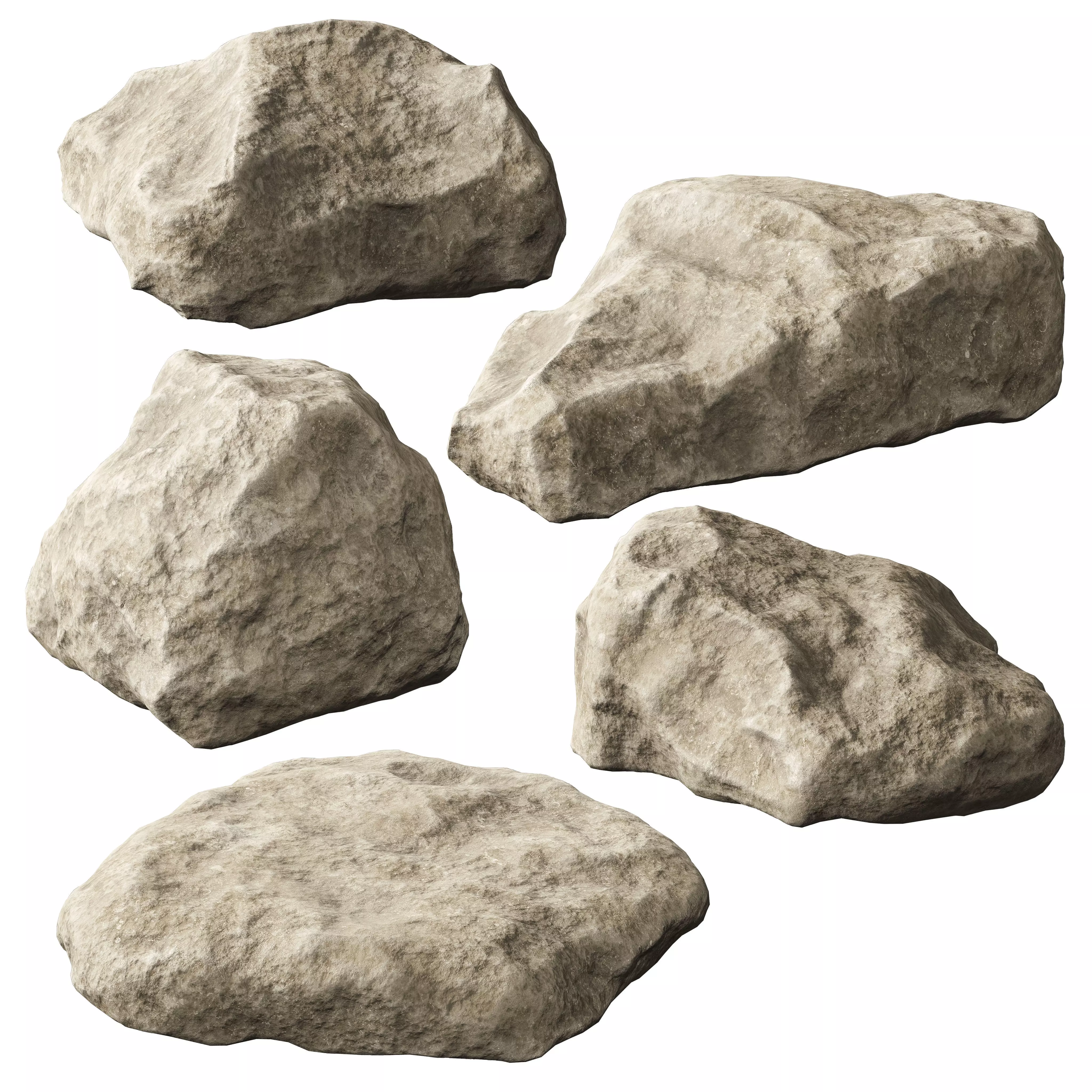 Low Poly Rocks Set 06 3D model_0