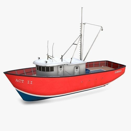 Old Fishing Boat Low-poly PBR Low-poly 3D model