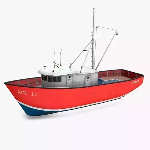 Old Fishing Boat Low-poly PBR Low-poly 3D model