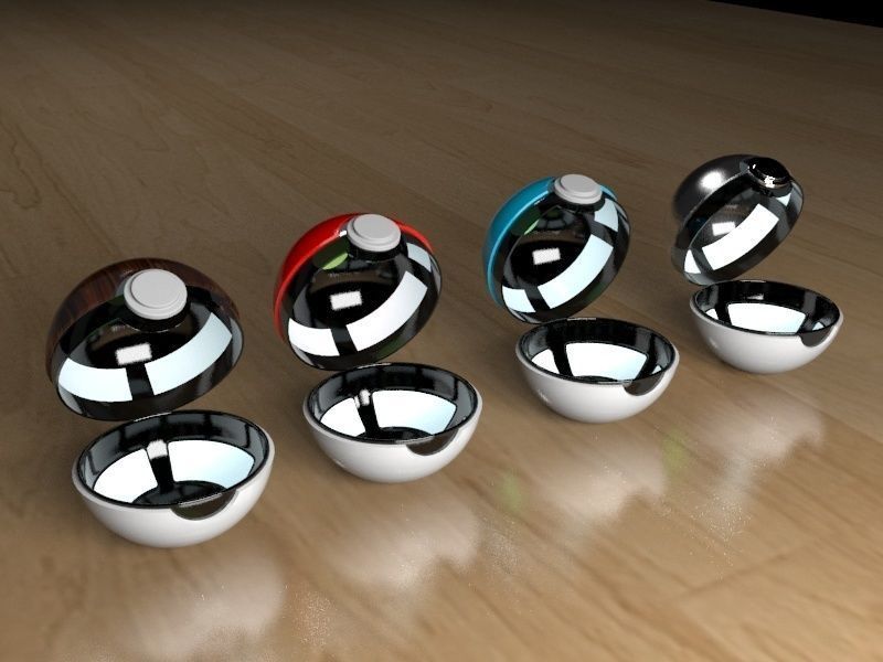 Pokeball set pokemon ball 3D model_5