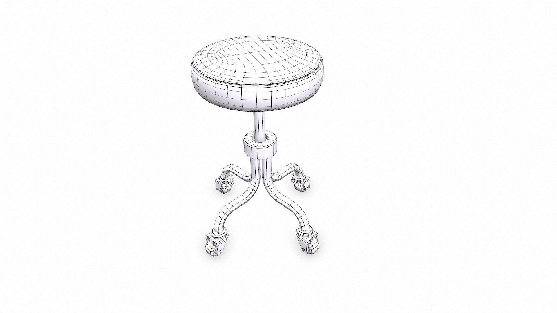 Medical Stool Low-poly PBR Low-poly 3D model_7