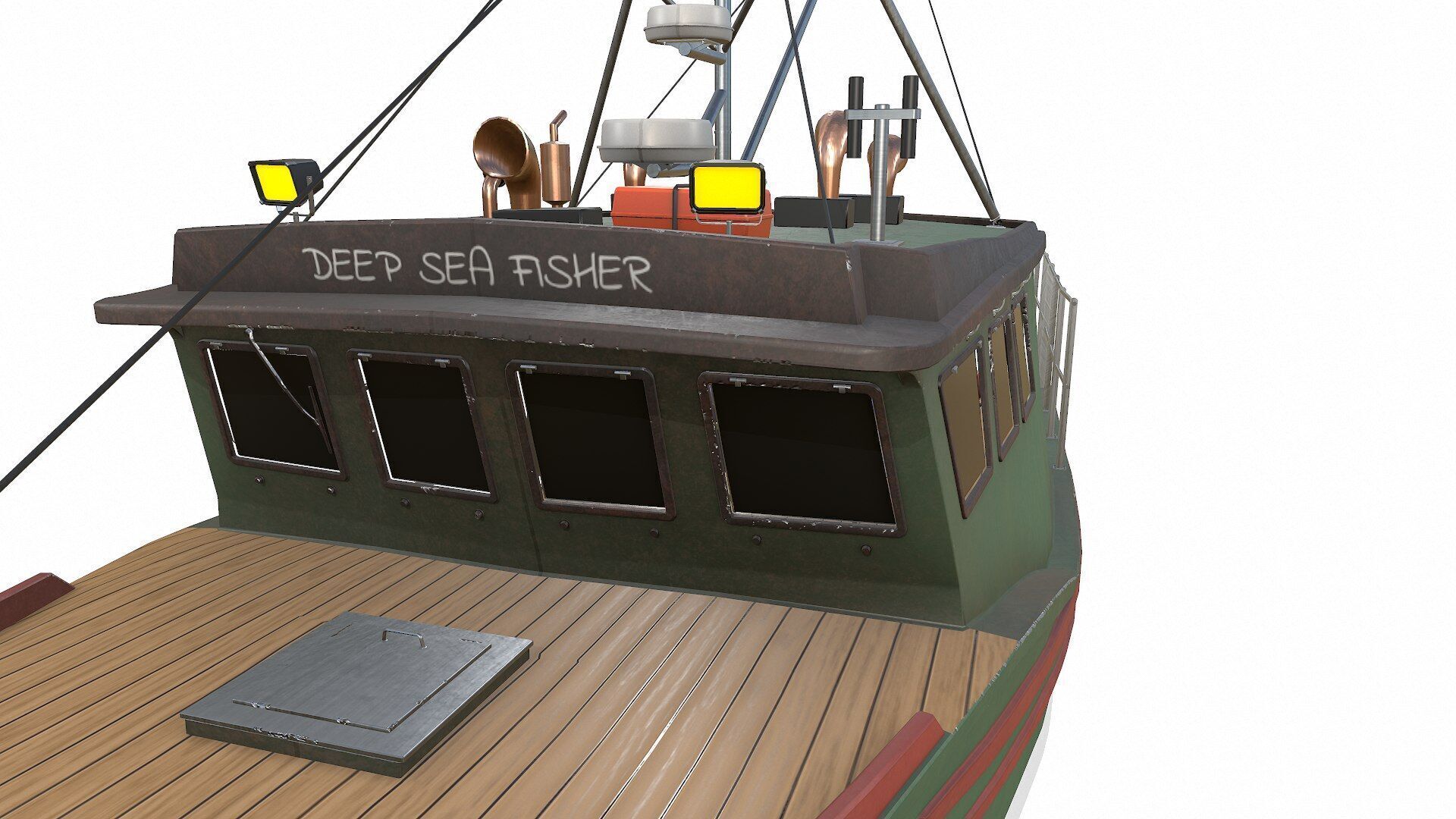 Fishing Boat Low-poly PBR Low-poly 3D model_16