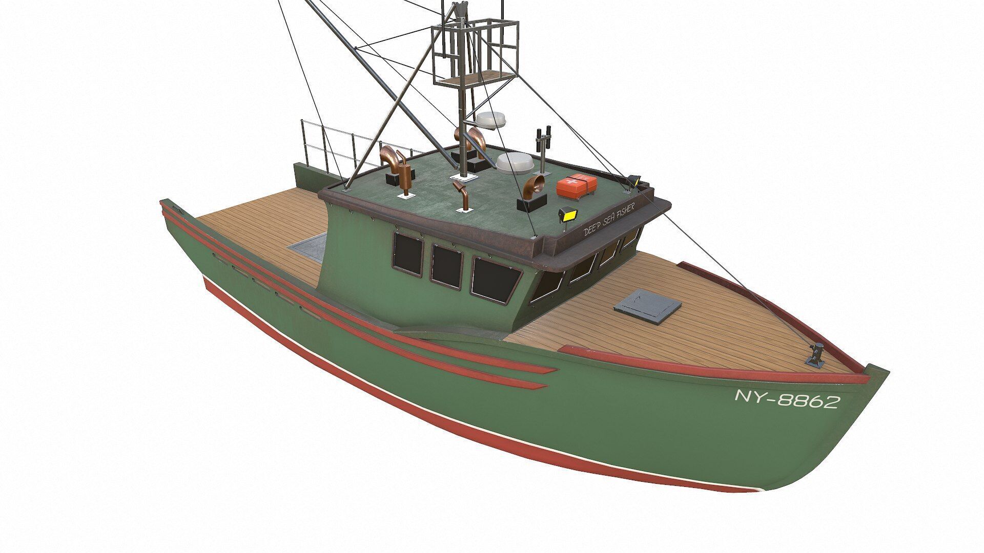 Fishing Boat Low-poly PBR Low-poly 3D model_14