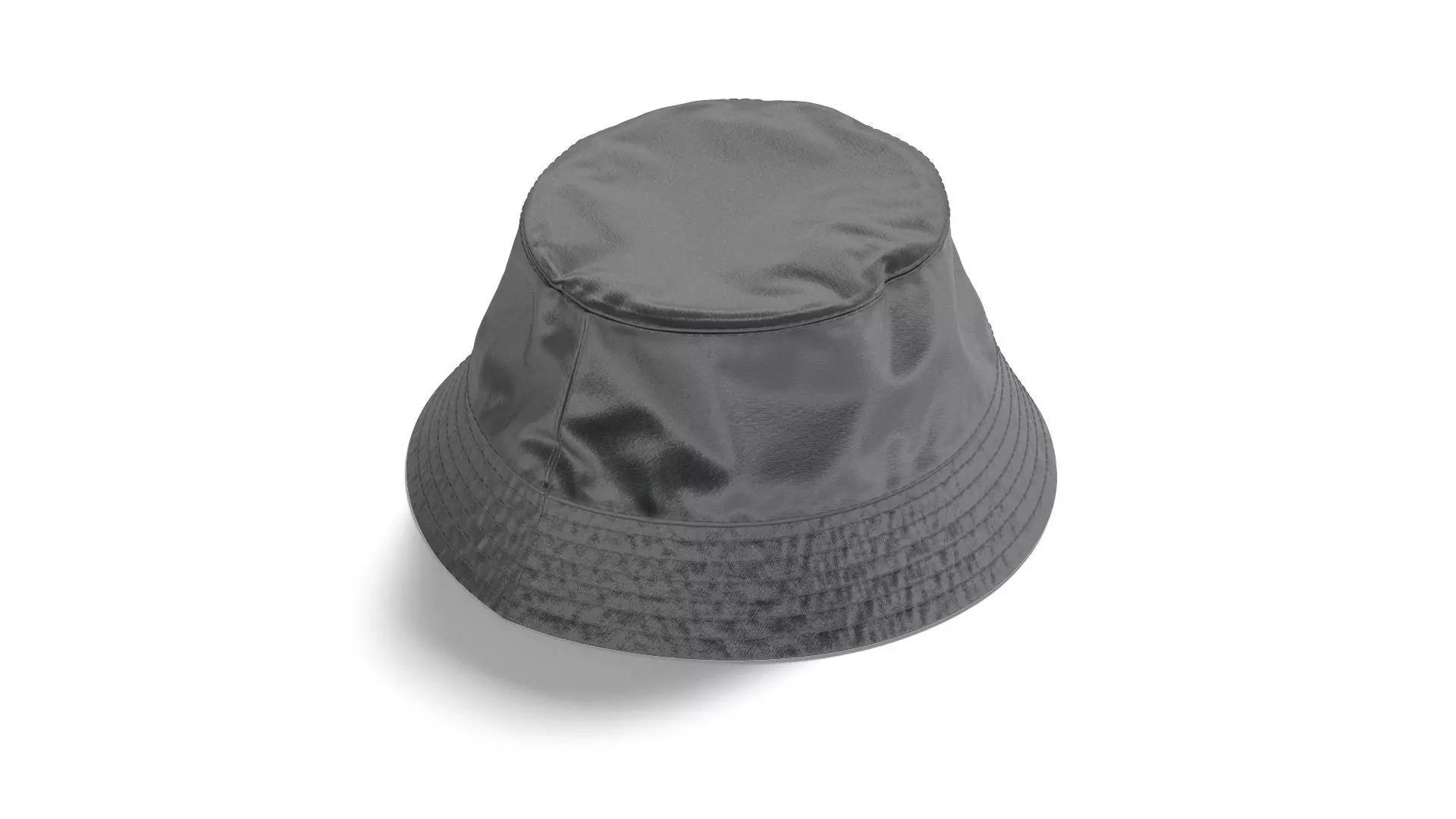 Black Nylon Bucket Hat - polyester headwear sunhat 3D model