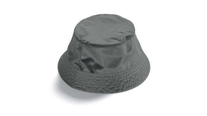 Black Nylon Bucket Hat - polyester headwear sunhat 3D model