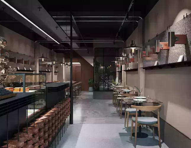   restaurant  cafe  Interior scene   44