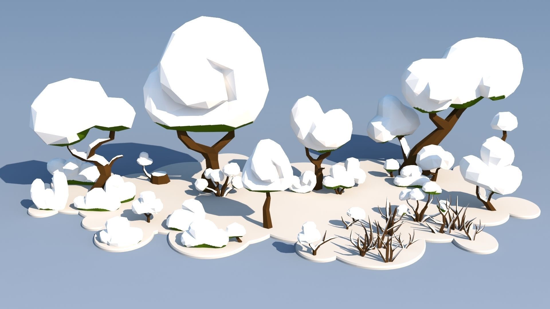 Trees and Bushes Pack - 01 Low-poly 3D model_18