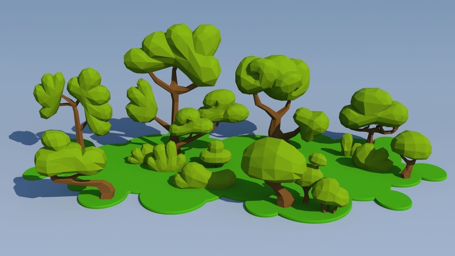 Trees and Bushes Pack - 01 Low-poly 3D model_7