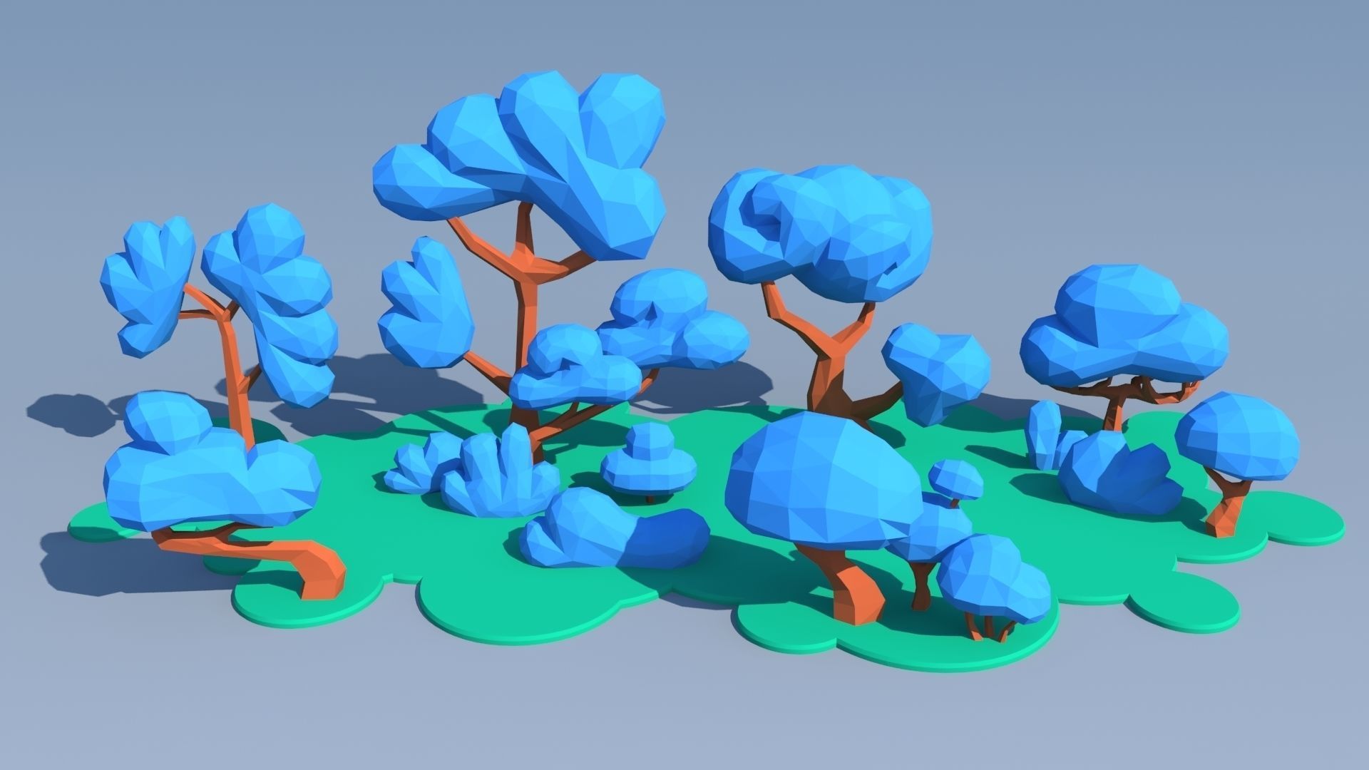 Trees and Bushes Pack - 01 Low-poly 3D model_10
