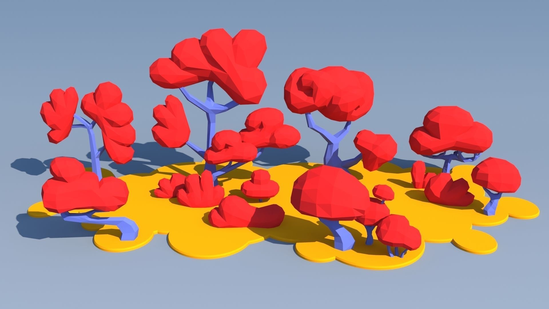 Trees and Bushes Pack - 01 Low-poly 3D model_11