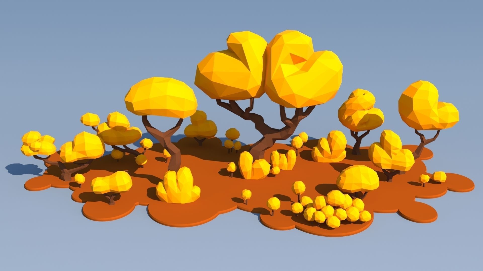 Trees and Bushes Pack - 01 Low-poly 3D model_3