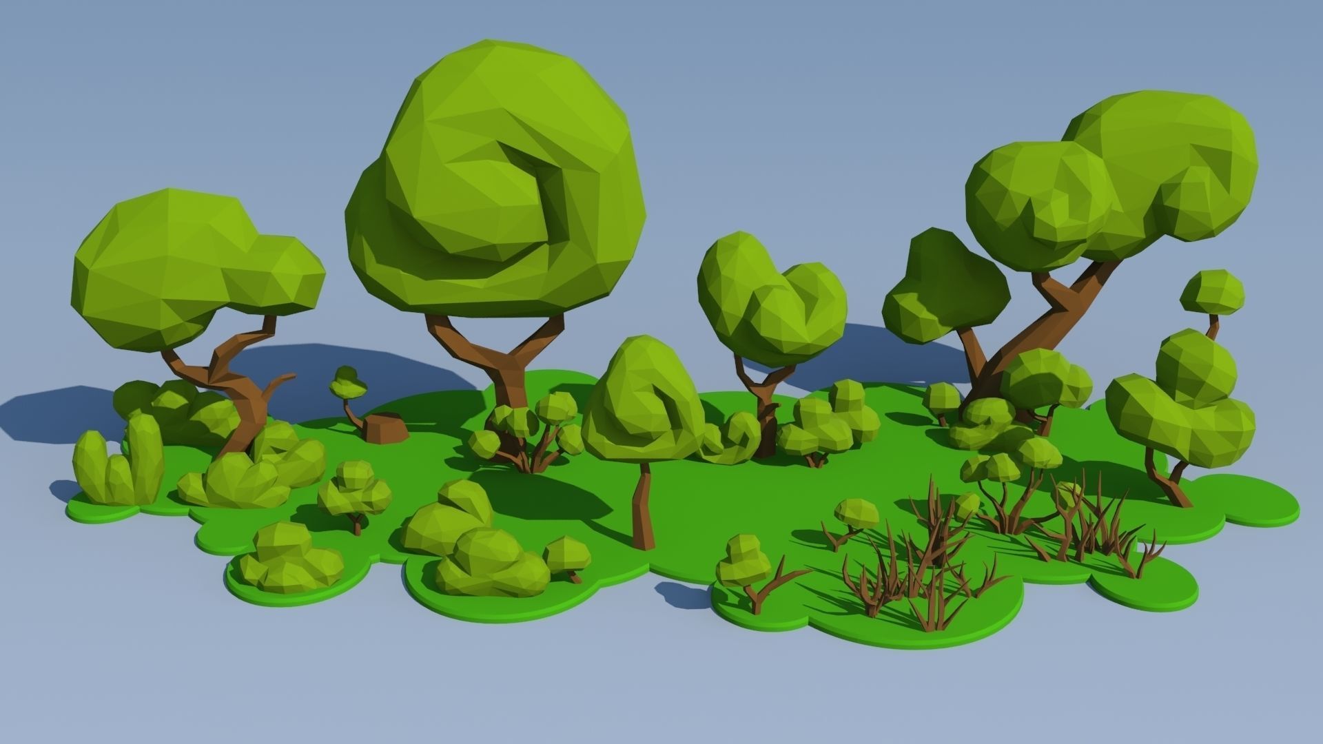 Trees and Bushes Pack - 01 Low-poly 3D model_13