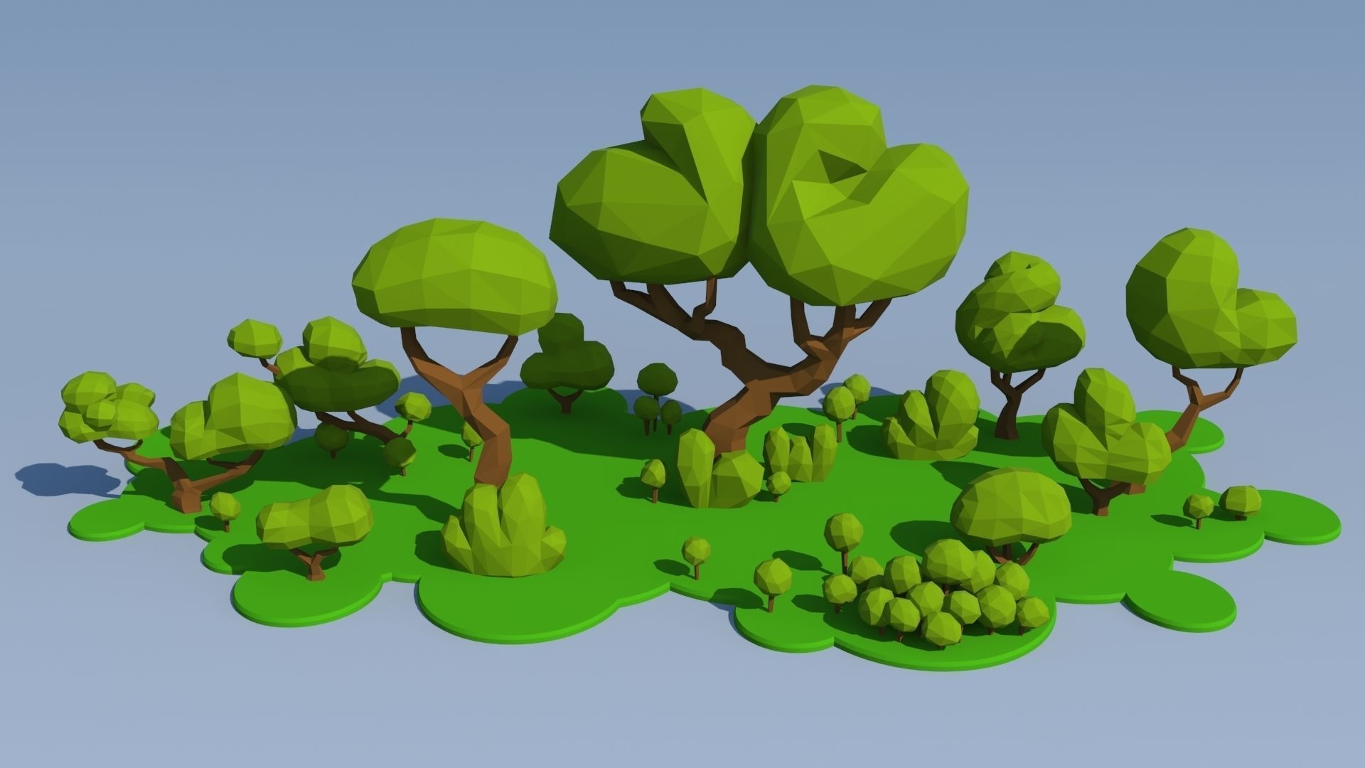 Trees and Bushes Pack - 01 Low-poly 3D model_1