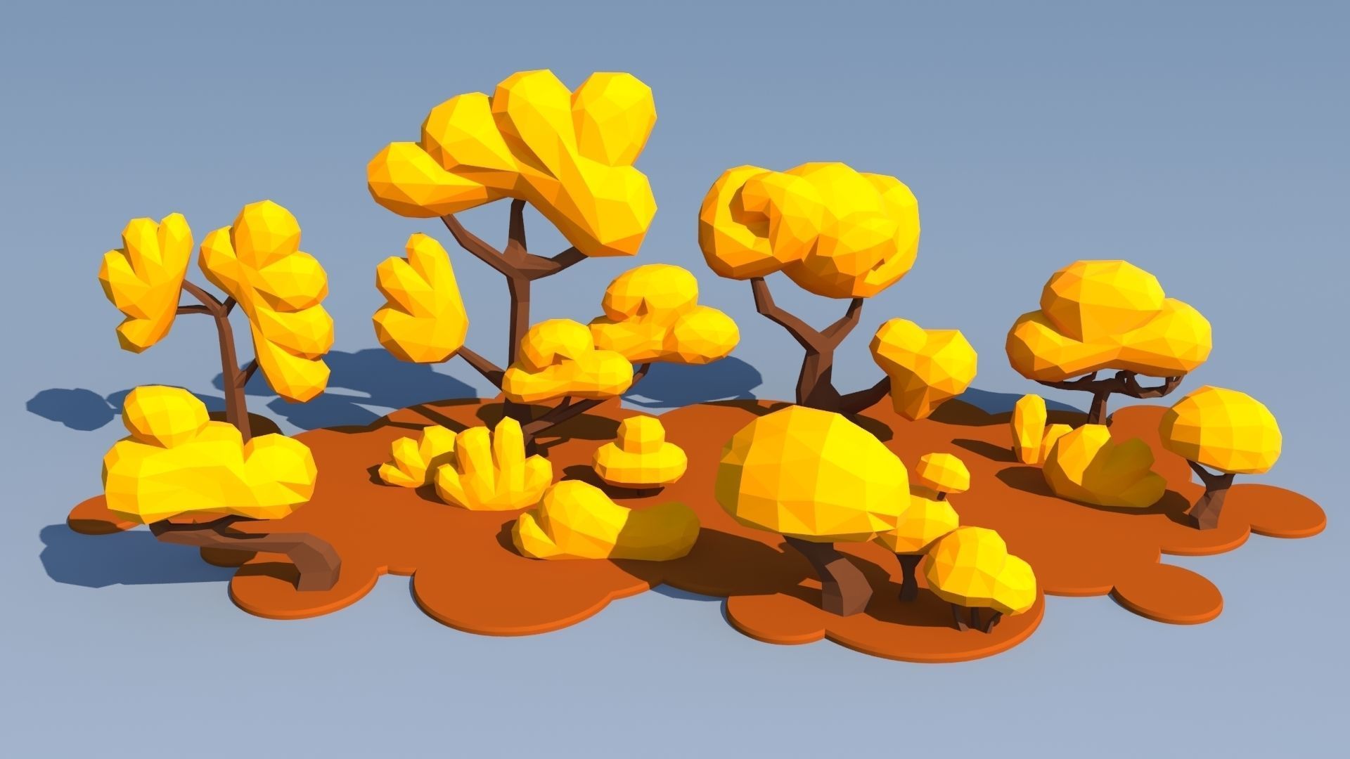 Trees and Bushes Pack - 01 Low-poly 3D model_9