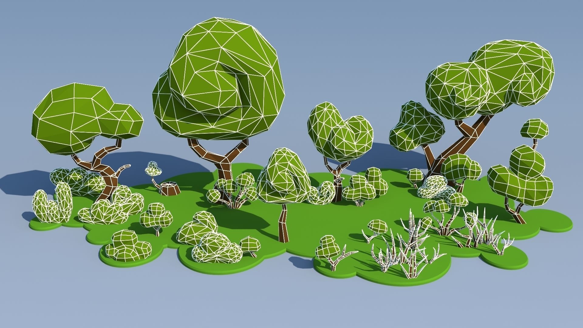 Trees and Bushes Pack - 01 Low-poly 3D model_14