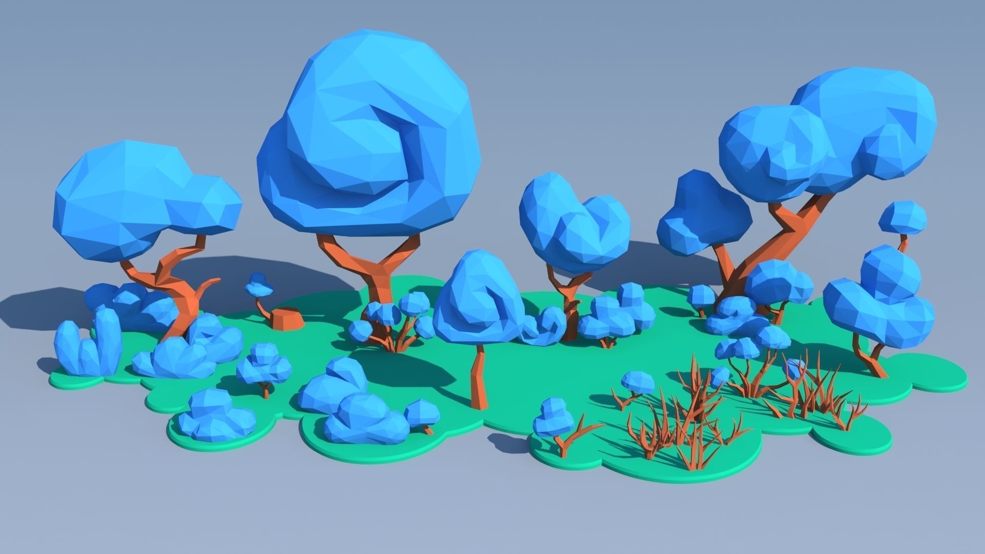 Trees and Bushes Pack - 01 Low-poly 3D model_16