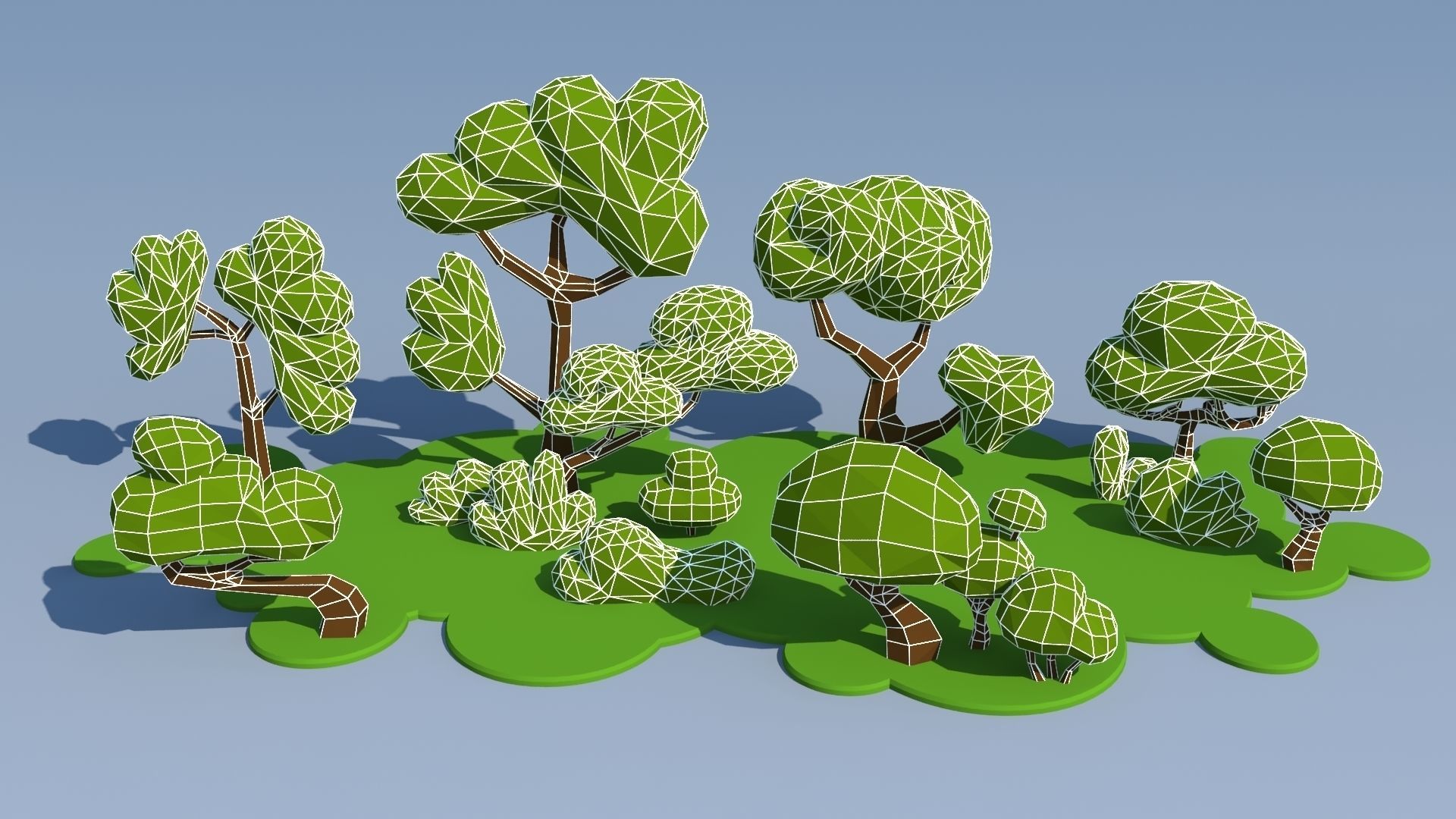 Trees and Bushes Pack - 01 Low-poly 3D model_8