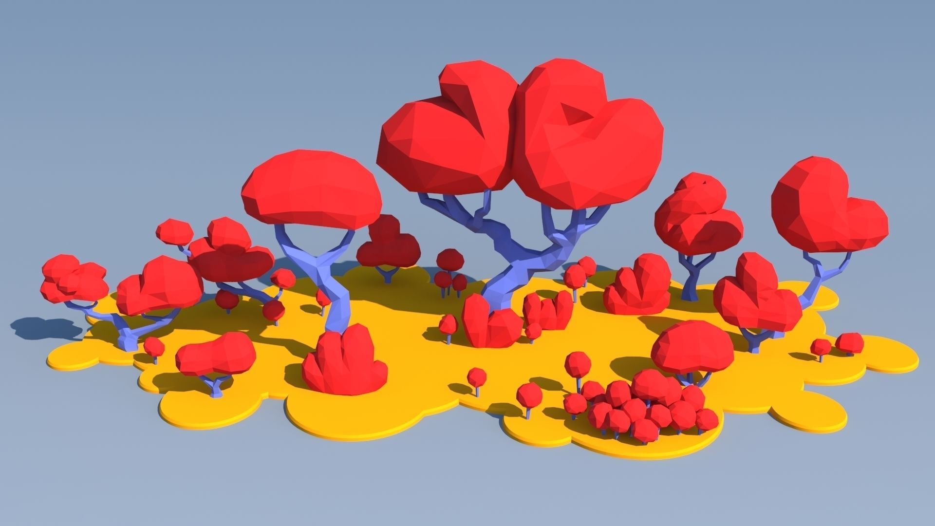 Trees and Bushes Pack - 01 Low-poly 3D model_5