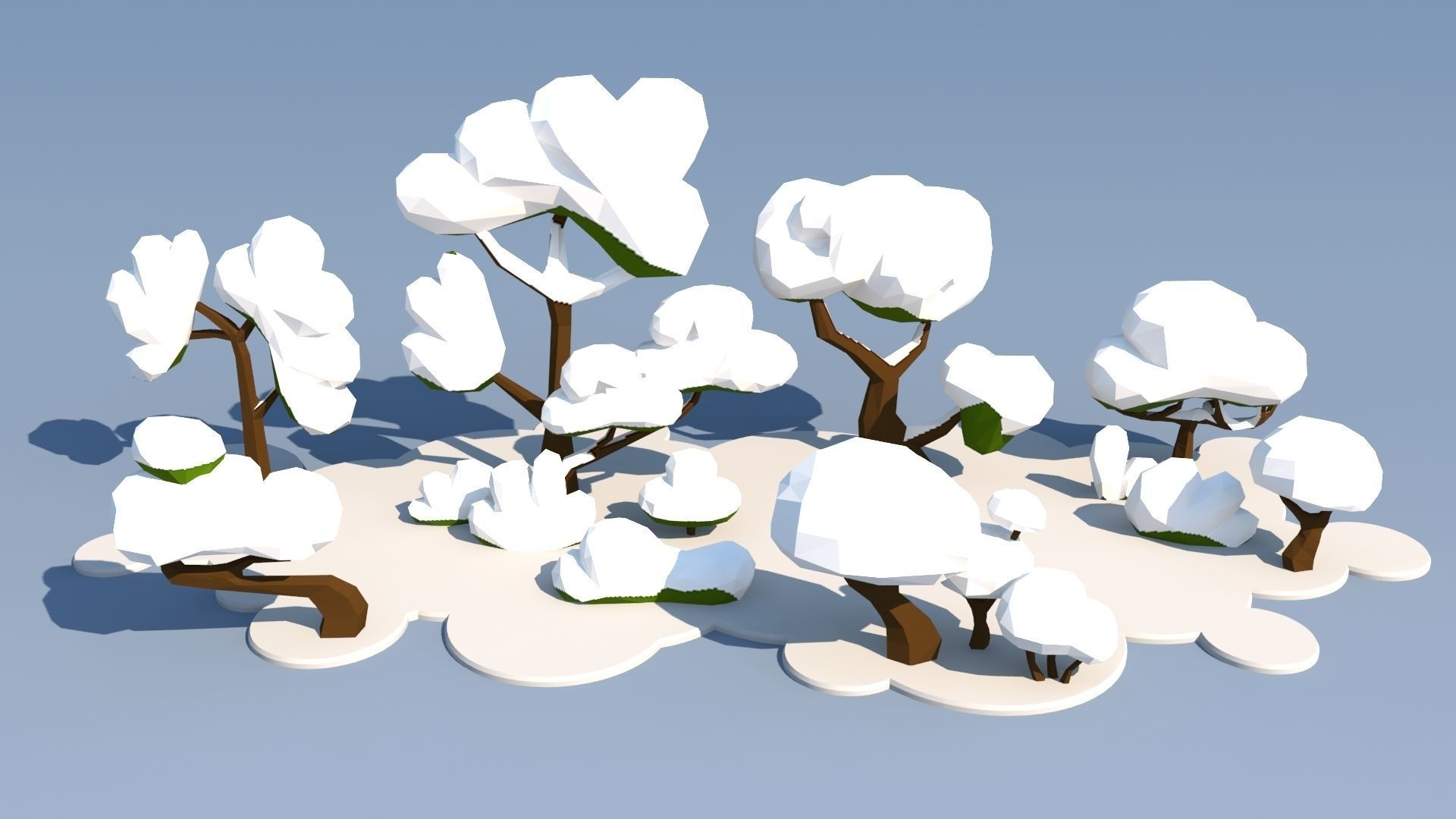 Trees and Bushes Pack - 01 Low-poly 3D model_12