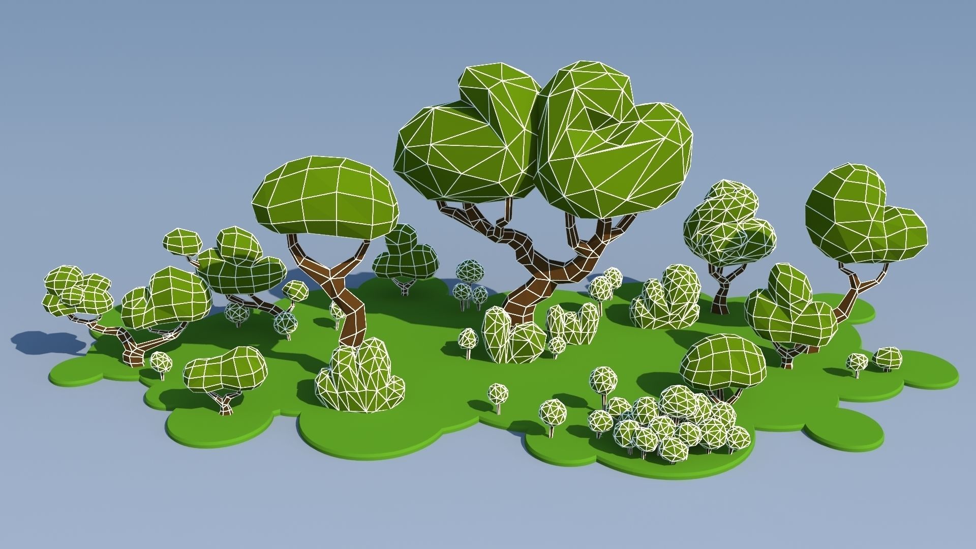 Trees and Bushes Pack - 01 Low-poly 3D model_2