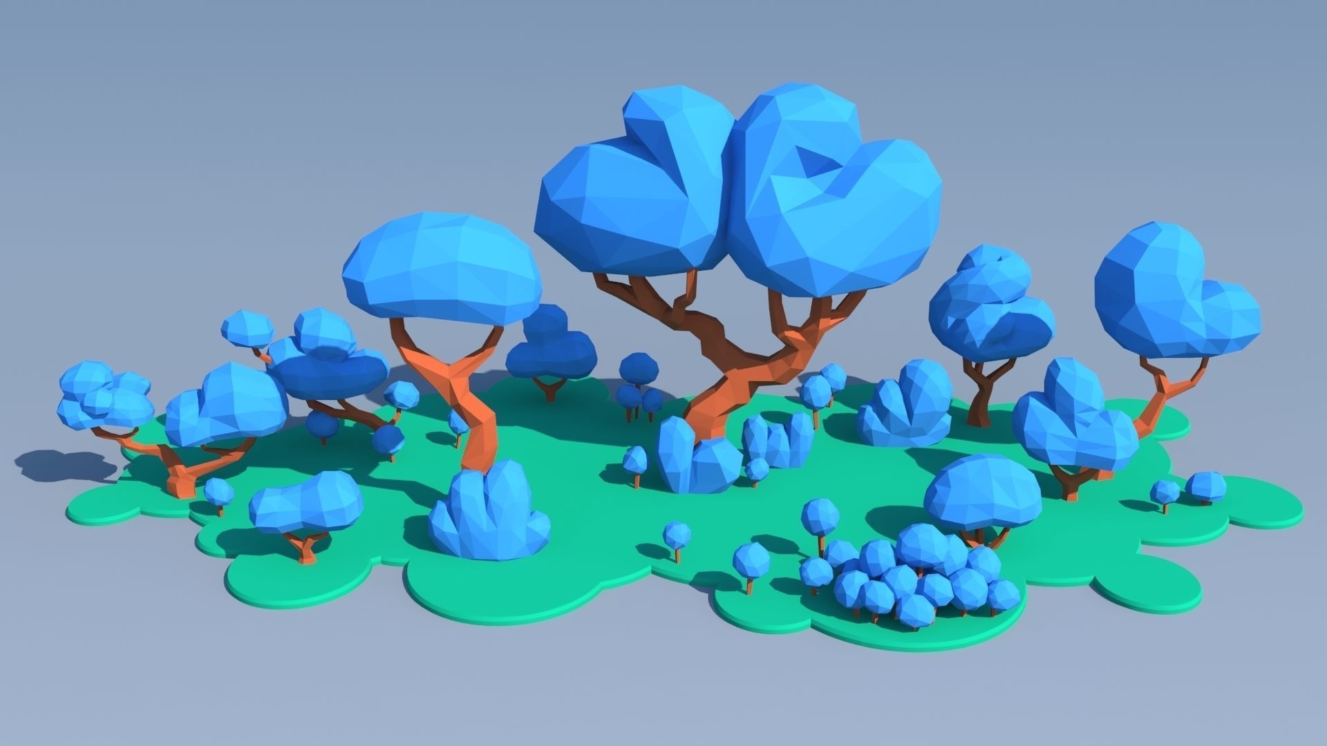 Trees and Bushes Pack - 01 Low-poly 3D model_4