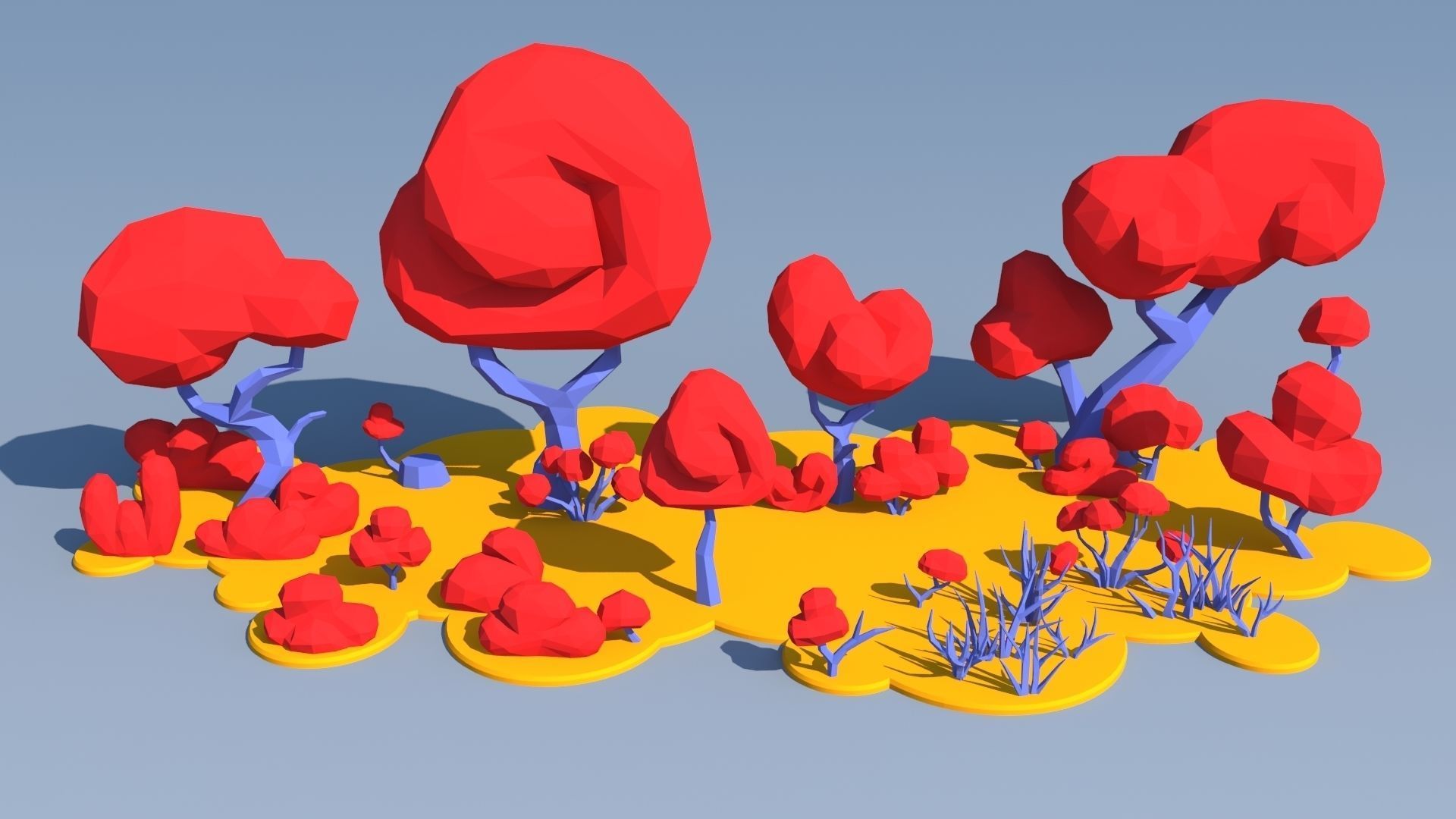 Trees and Bushes Pack - 01 Low-poly 3D model_17