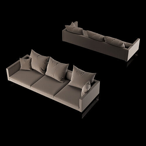Modern sofa 3 seat with pillow 3D model