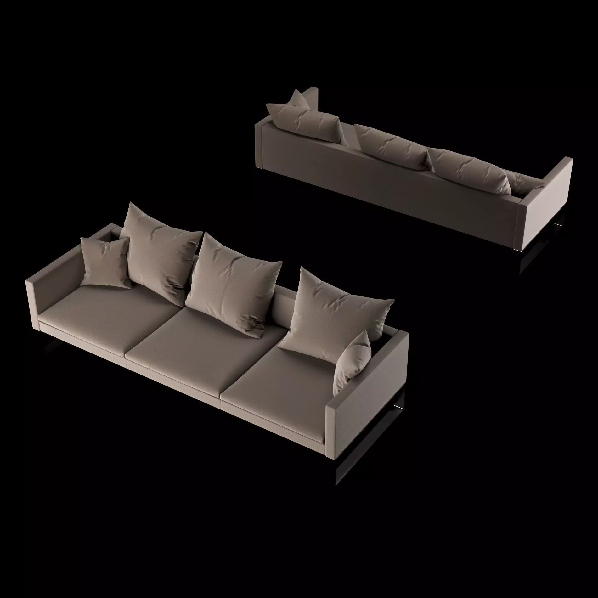 Modern sofa 3 seat with pillow 3D model_0