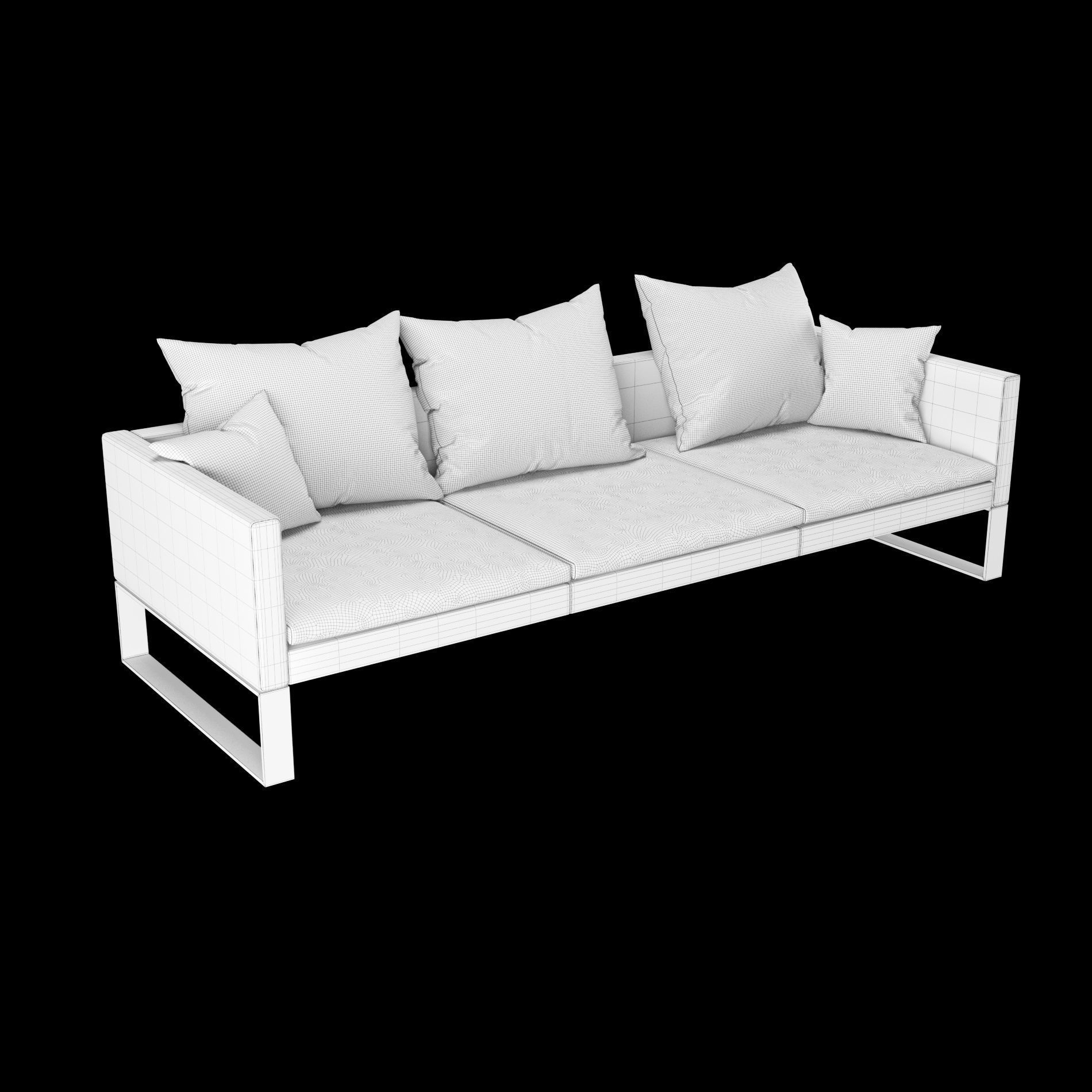 Modern sofa 3 seat with pillow 3D model_4