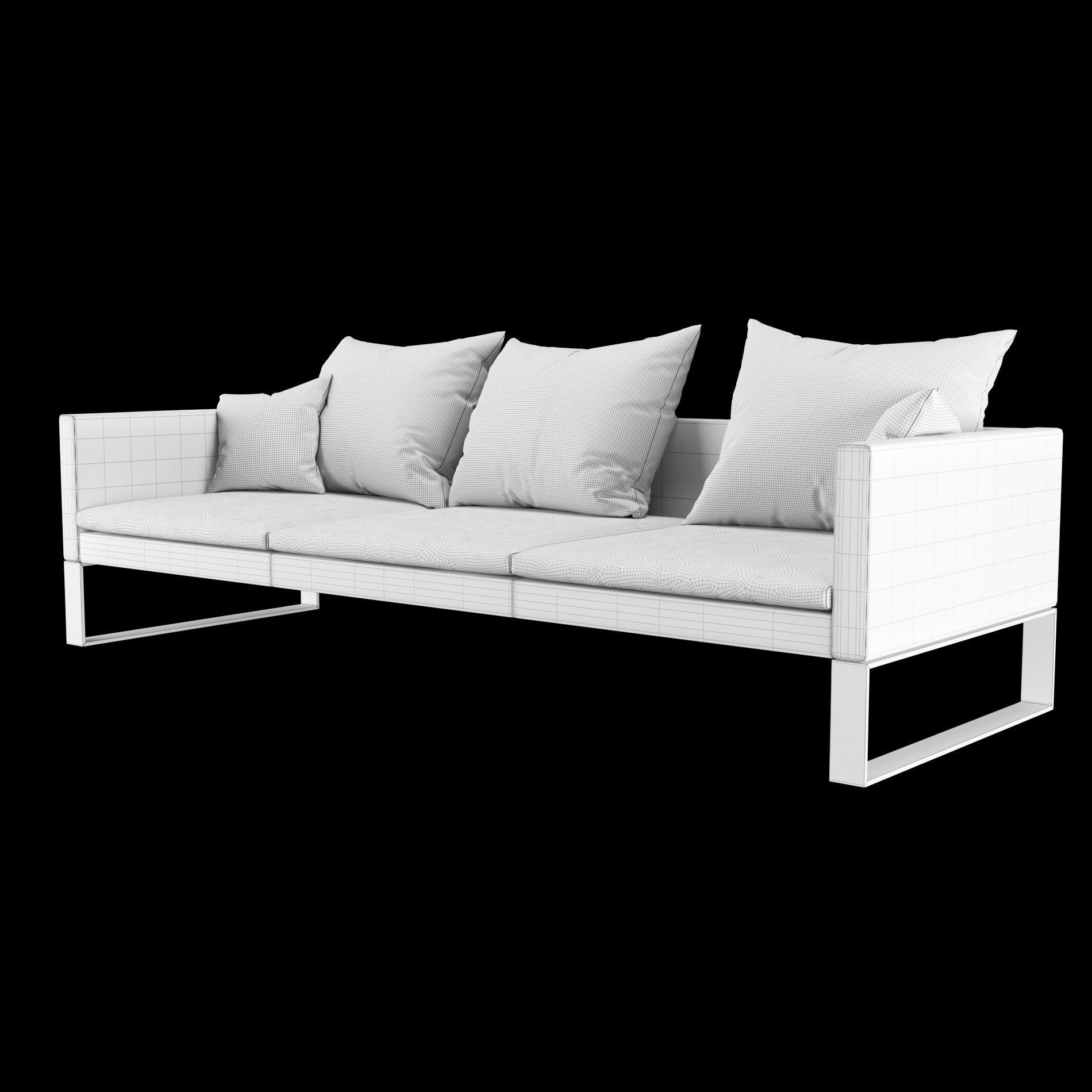 Modern sofa 3 seat with pillow 3D model_6