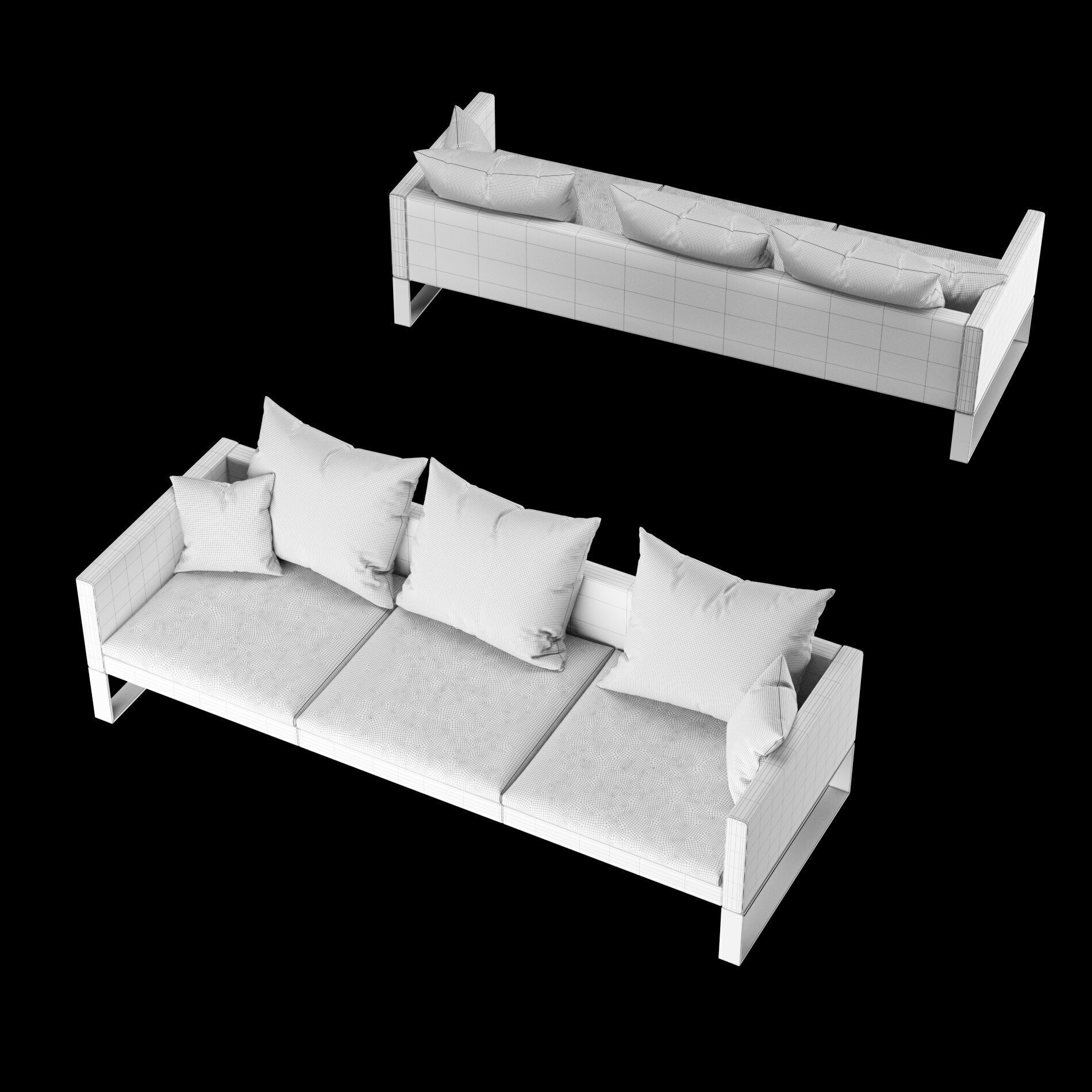 Modern sofa 3 seat with pillow 3D model_2