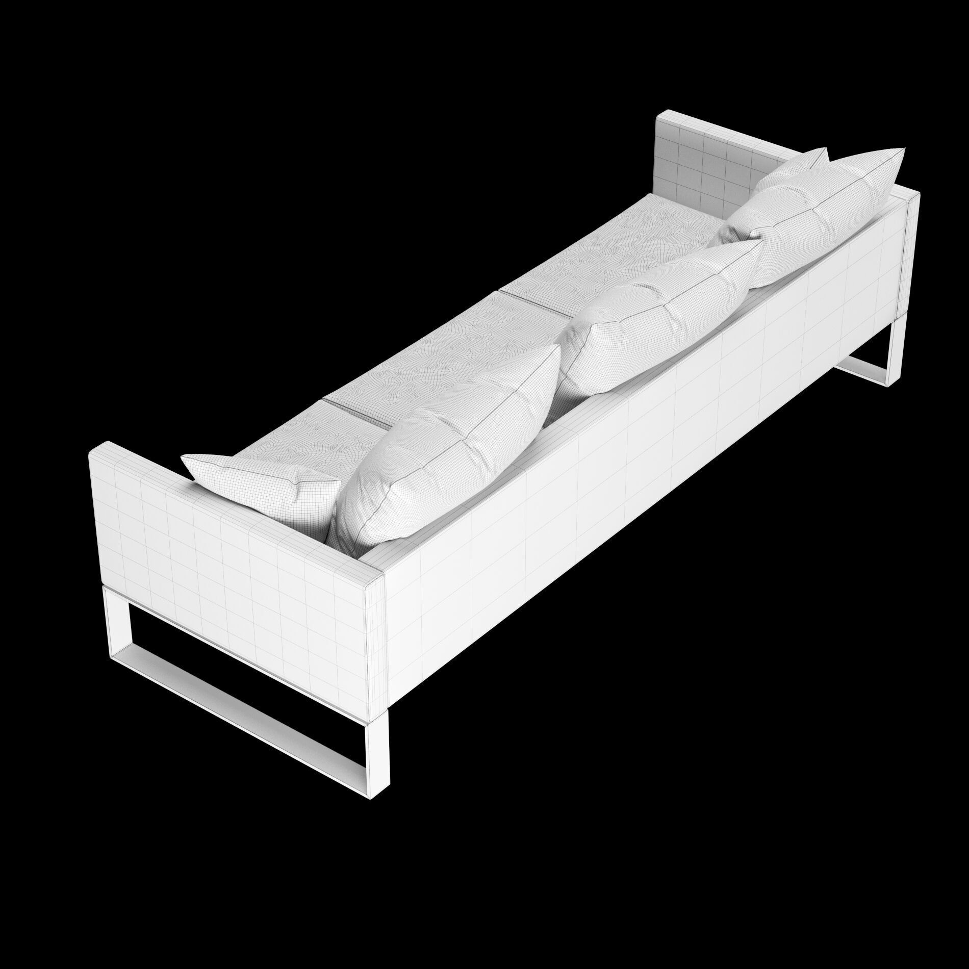 Modern sofa 3 seat with pillow 3D model_10