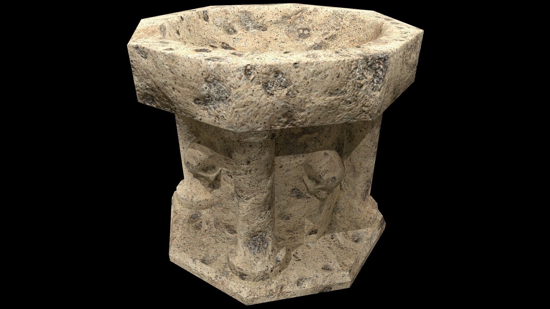 Fountain Colum Low-poly 3D model_2