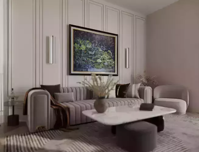 Luxury Living Room Versatile Modern Grand Reception 3D Models
