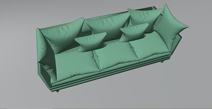 Realistic PBR Game-Ready Couch with Pillows 3D model 2
