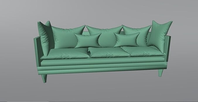 Realistic PBR Game-Ready Couch with Pillows 3D model 3
