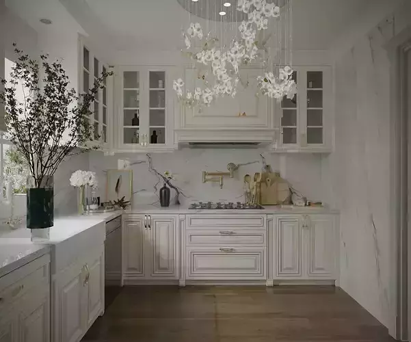 Elegant Modern Classic Kitchen with Marble Accents