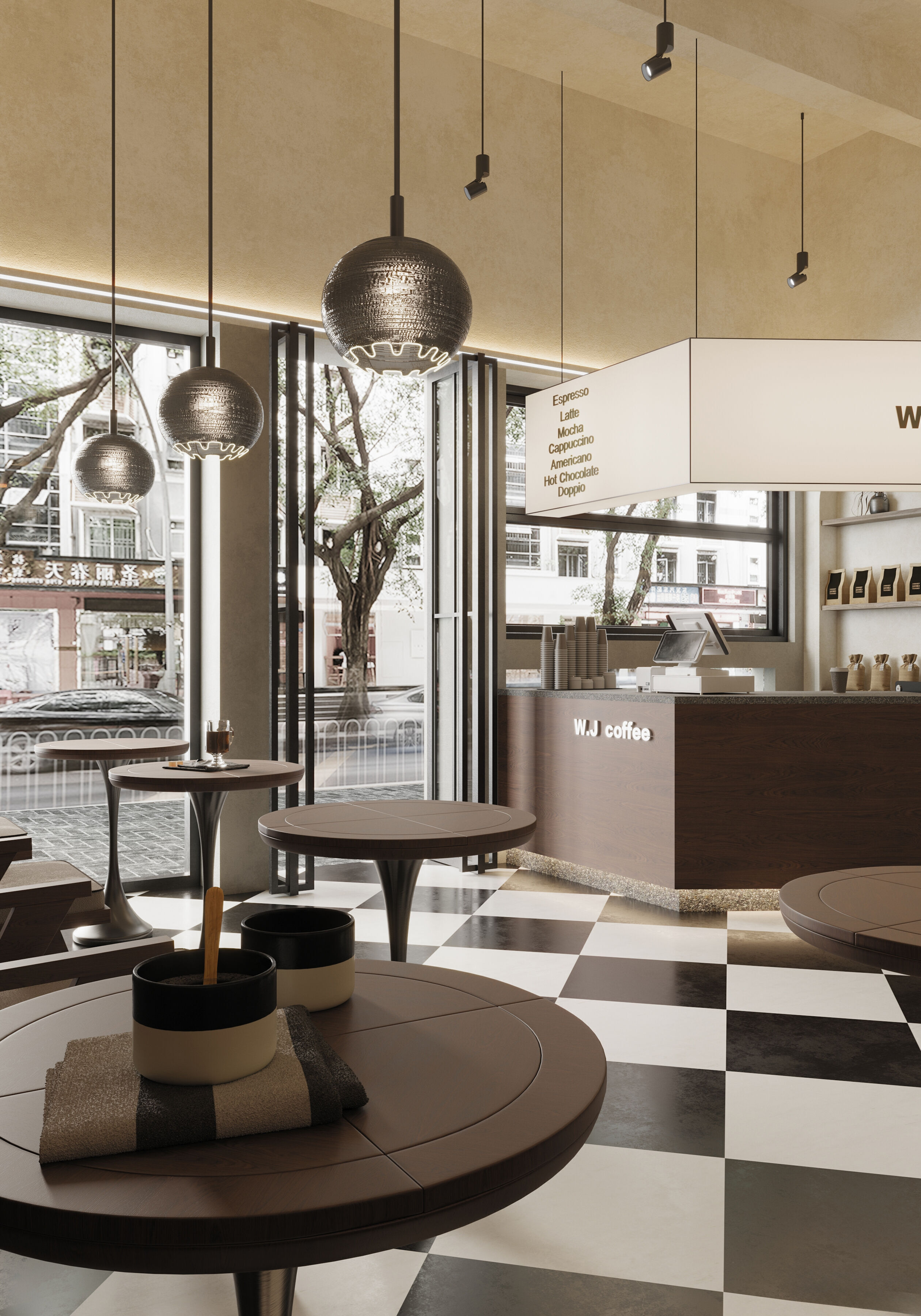 coffee shop  interior  3D model_1