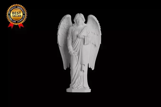 Serene Angel with Wings 3D Printable Statue