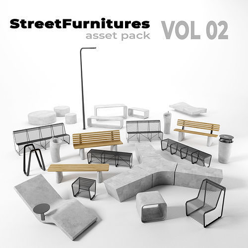 Street Furnitures Asset Pack -02- 3D model