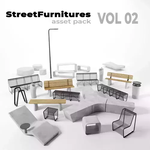 Street Furnitures Asset Pack -02- 3D model